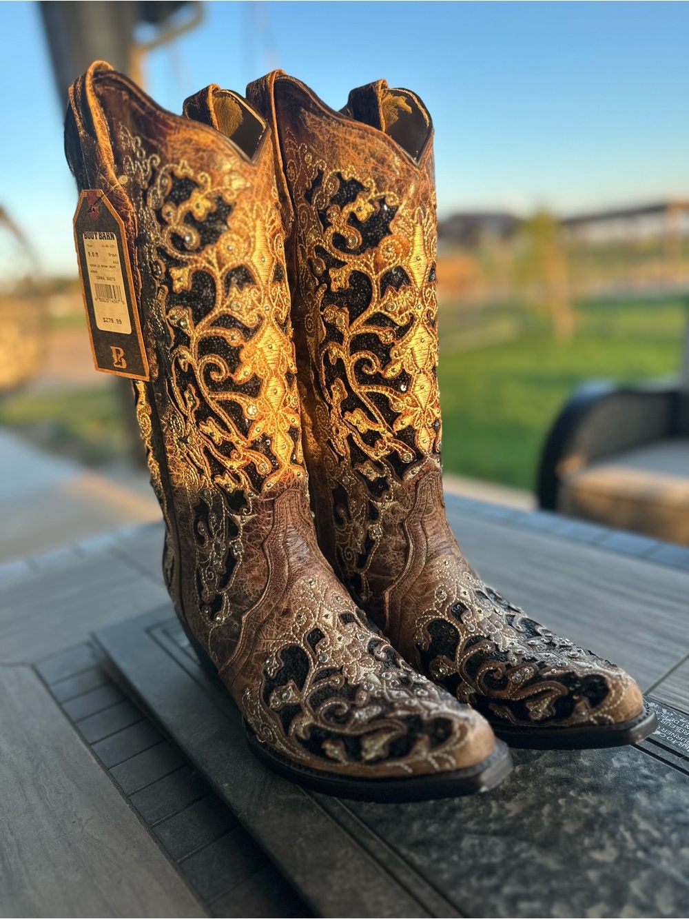 Women's Brown Embroidered Heeled Cowboy Boots